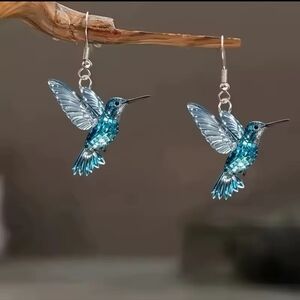 Blue Hummingbird Earrings